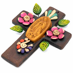 Mexican Virgin Of Guadelupe Cross Ceramic-Siesta Crafts