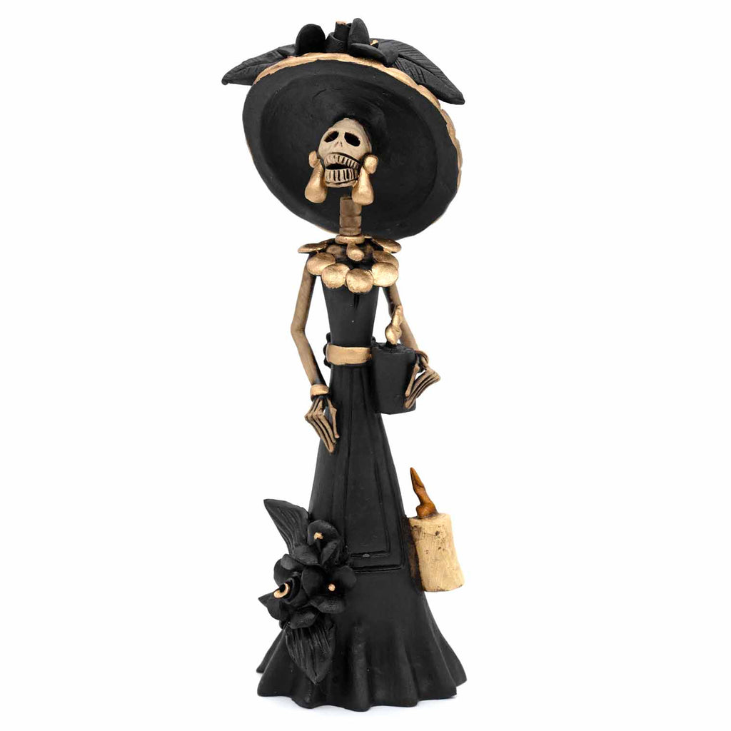 Black Calavera Catrina Ceramic - 25cm-Siesta Crafts