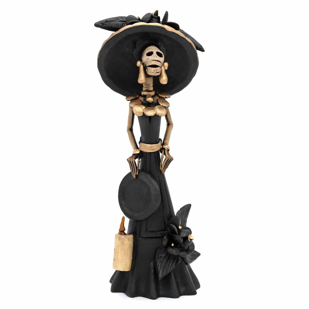 Black Calavera Catrina Ceramic - 25cm-Siesta Crafts