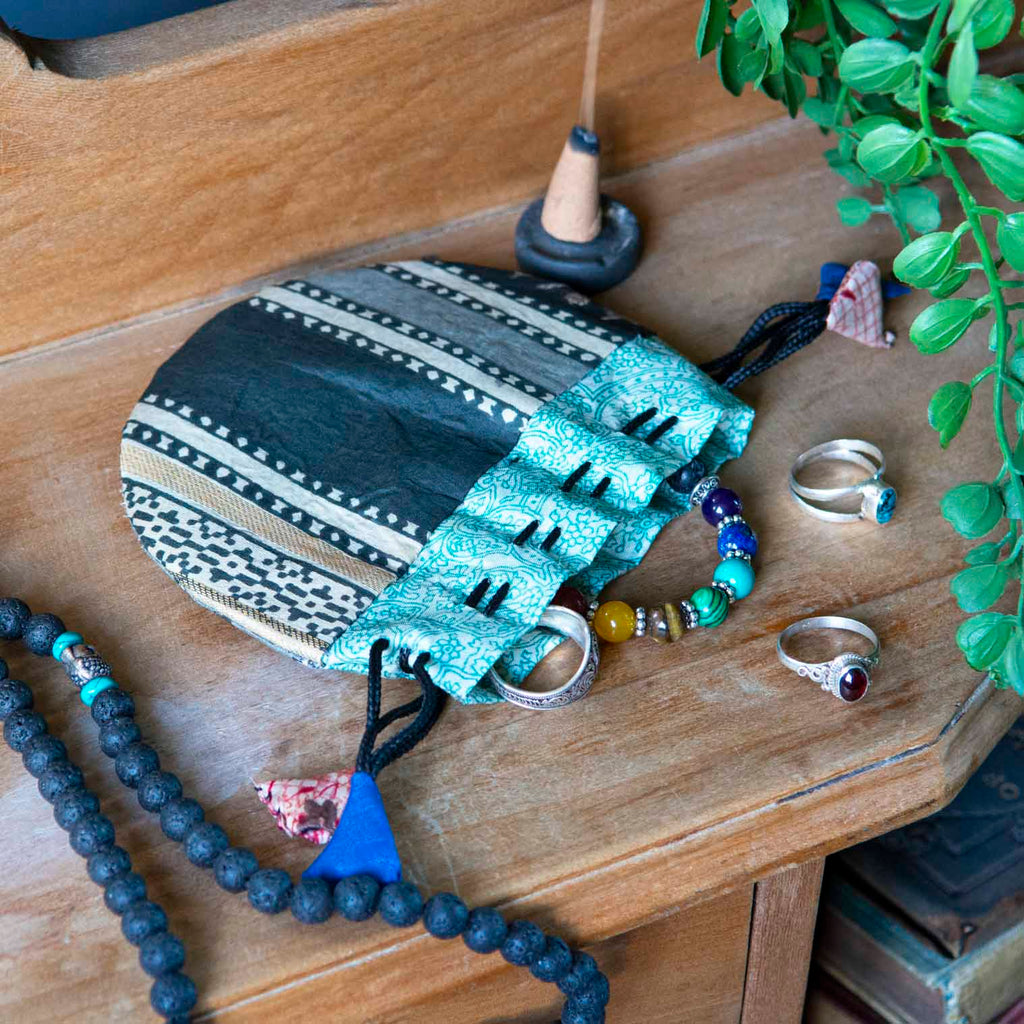 Recycled Sari Drawstring Pouch-Siesta Crafts