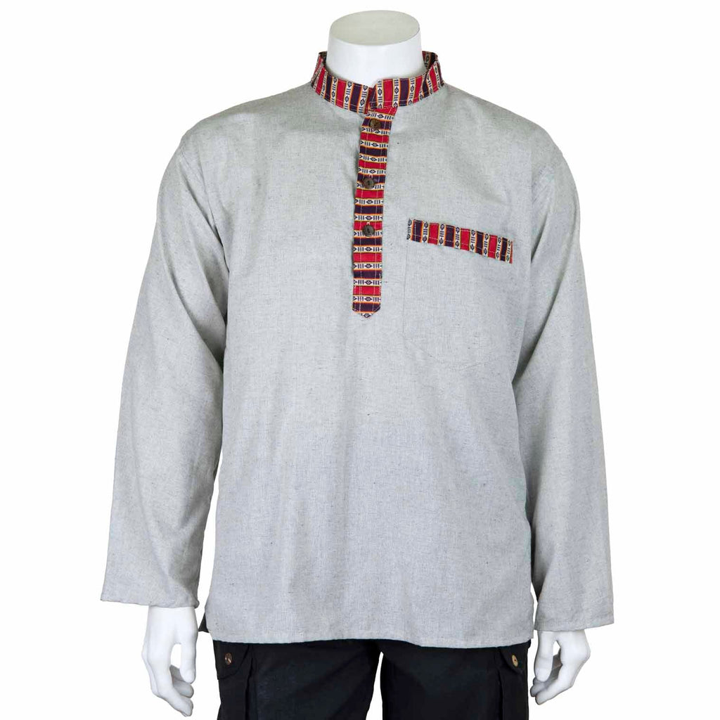 Tibetan Trim Fine Cotton Shirt-Siesta Crafts