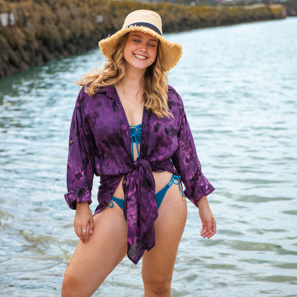 Tonal Tie Dye Shirt Dress-Siesta Crafts