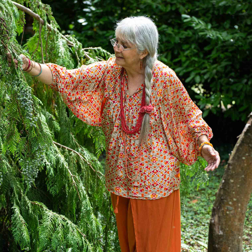 Recycled Sari Puff Sleeve Blouse-Siesta Crafts