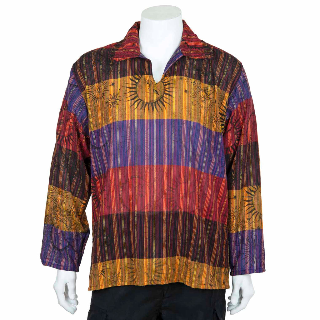 Solar Stripe Collared Kurta-Siesta Crafts