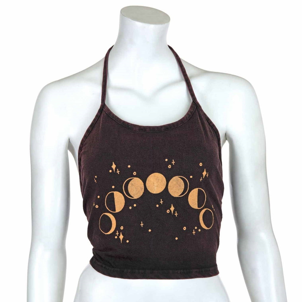 Moon Phases Design Halter Neck Top-Siesta Crafts