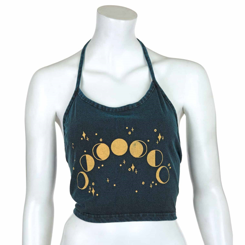 Moon Phases Design Halter Neck Top-Siesta Crafts