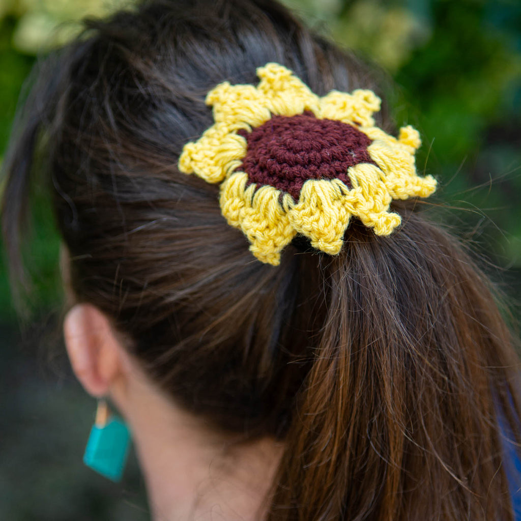 Sunflower Crochet Scrunchie-Siesta Crafts