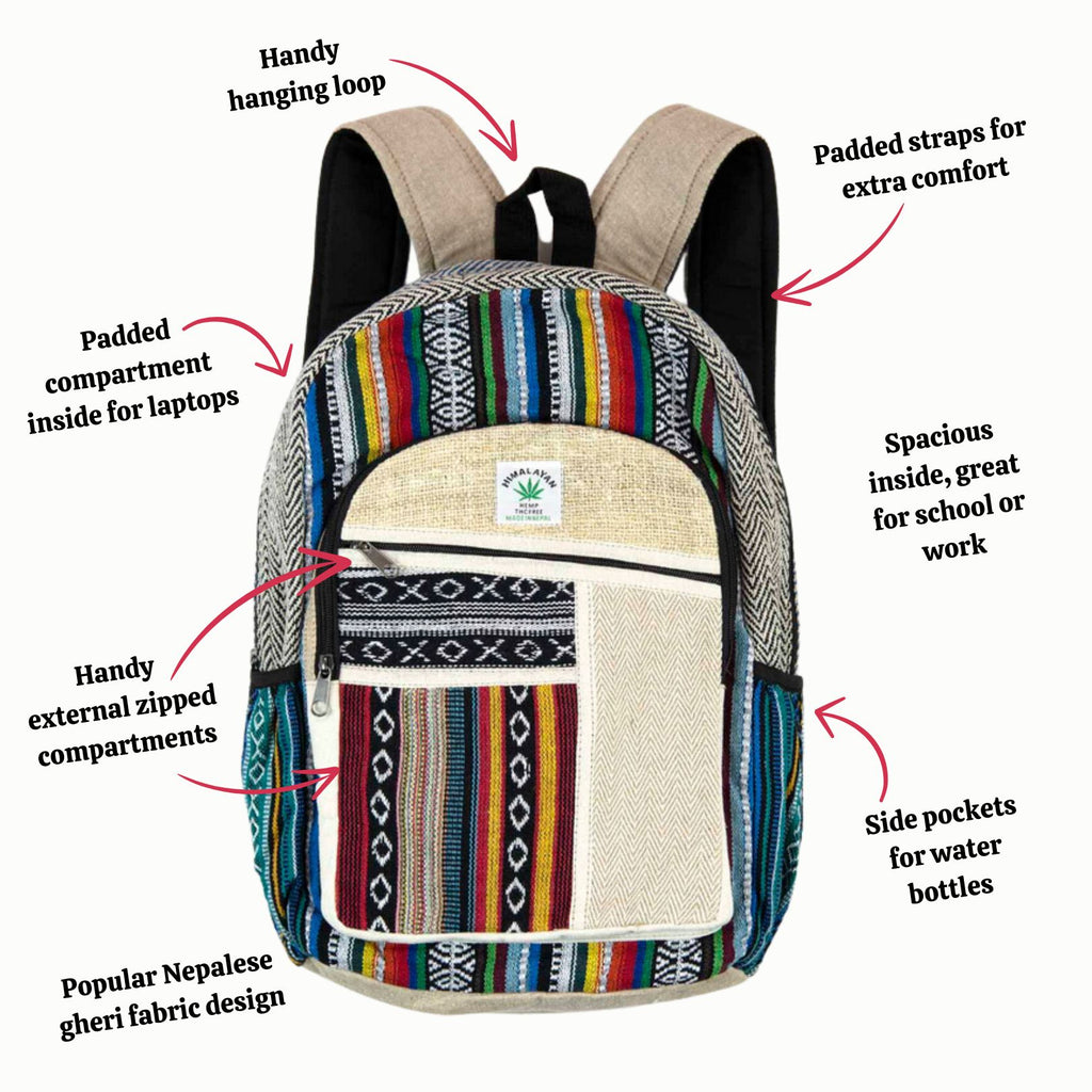Hemp And Gheri Large Backpack-Siesta Crafts