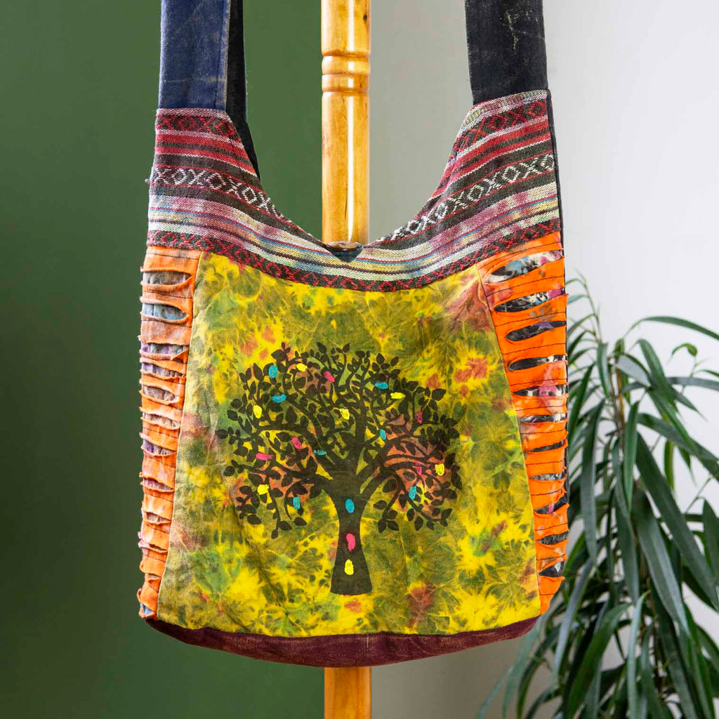 Ripped Cotton Tree Print Bag-Siesta Crafts