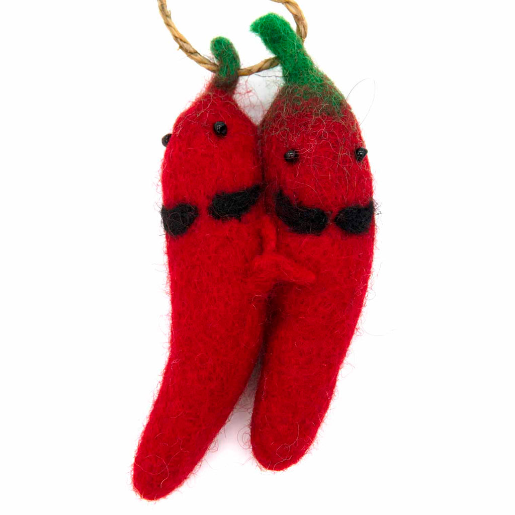 Chilli Pair Felt Hanging Decoration-Siesta Crafts