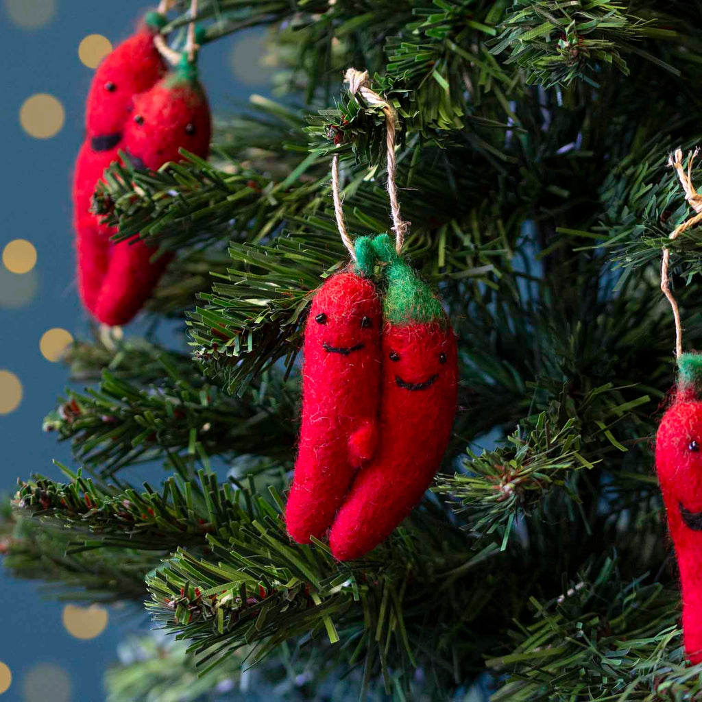 Chilli Pair Felt Hanging Decoration-Siesta Crafts