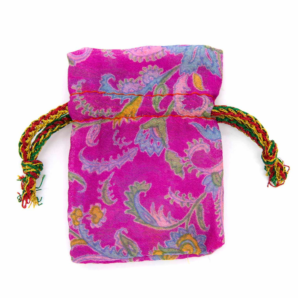Mini Recycled Sari Jewellery Pouch-Siesta Crafts