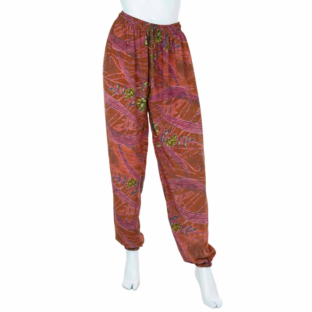 Drawstring Recycled Sari Trousers-Siesta Crafts