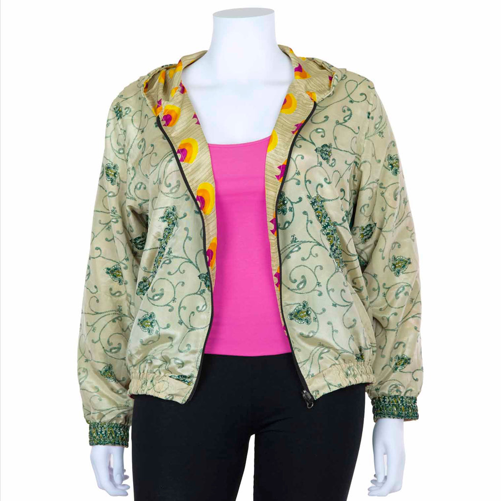 Reversible Recycled Sari Bomber Jacket-Siesta Crafts