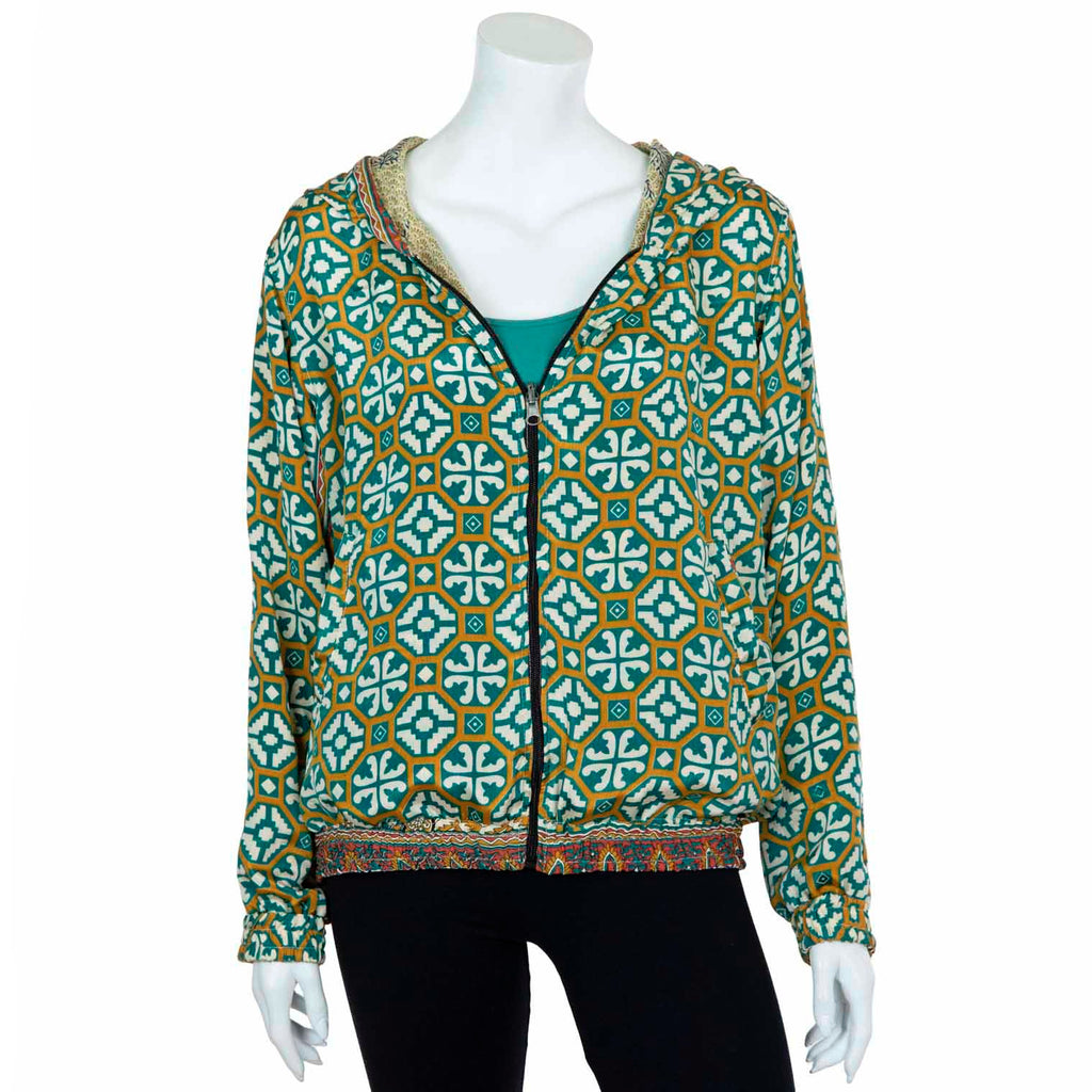 Reversible Recycled Sari Bomber Jacket-Siesta Crafts