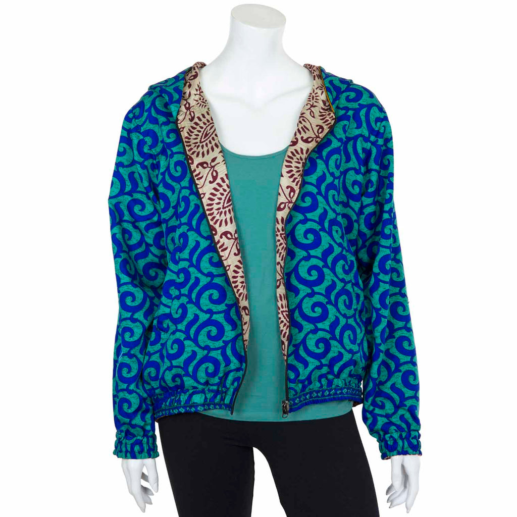 Reversible Recycled Sari Bomber Jacket-Siesta Crafts