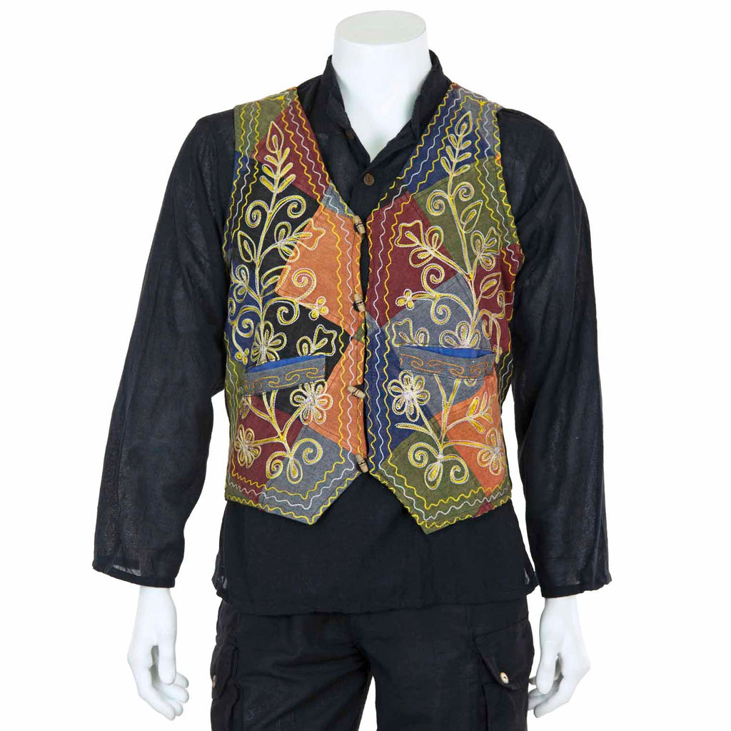Aari Embroidered Waistcoat-Coats, Jackets & Ponchos-Siesta Crafts