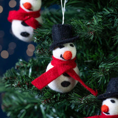 Snowman with Hat Felt Christmas Decoration