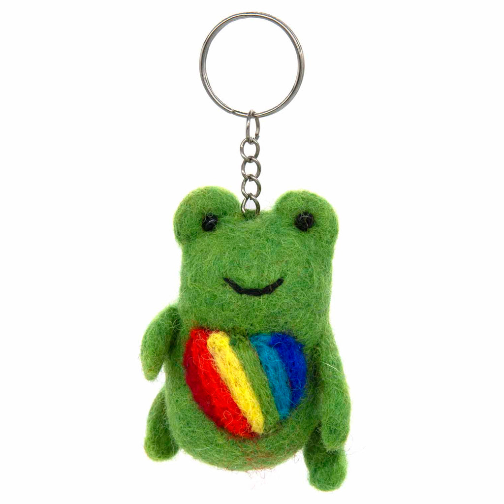 Frog with Rainbow Heart Felt Keyring-Siesta Crafts