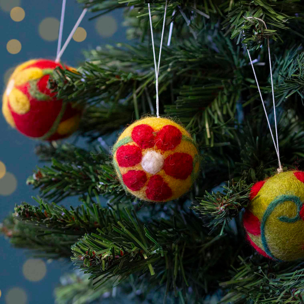 Flower Bauble Felt Christmas Decoration-Siesta Crafts