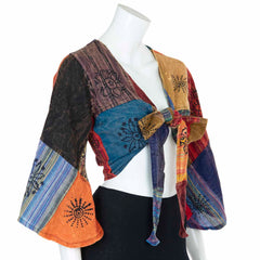 Stripy Patch Wrap Top-Siesta Crafts
