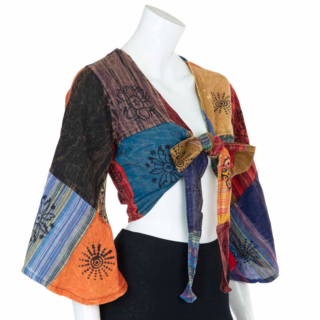 Stripy Patch Wrap Top-Siesta Crafts