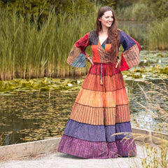 Rainbow Stripy Cotton Maxi Skirt-Siesta Crafts