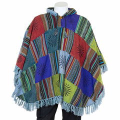 Patch Fringed Poncho Cape-Siesta Crafts