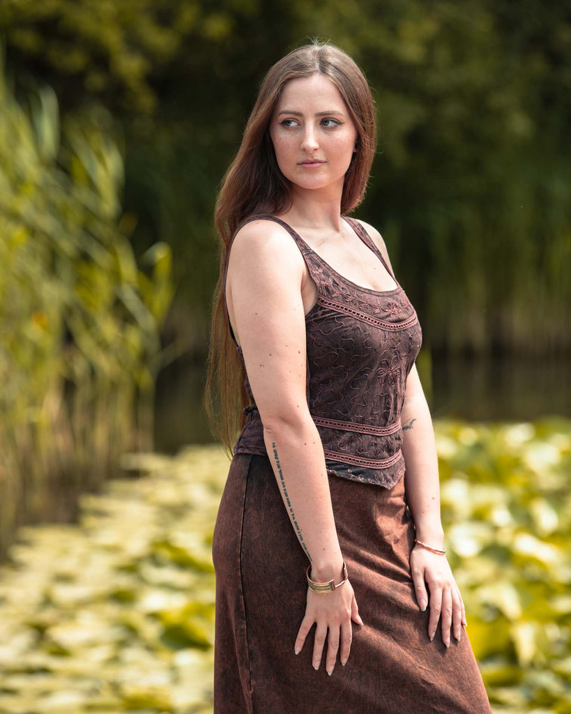 Aari Embroidered Tank Top-Siesta Crafts