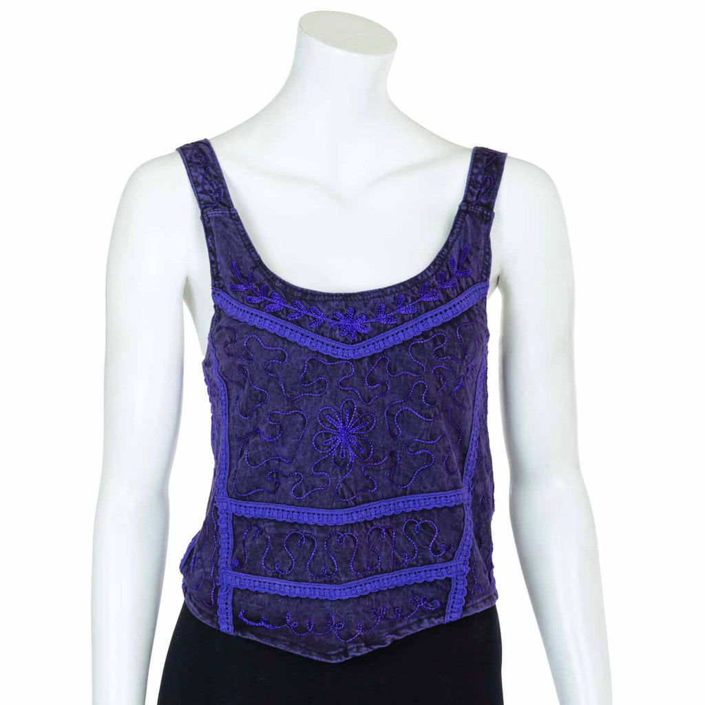 Aari Embroidered Tank Top-Siesta Crafts