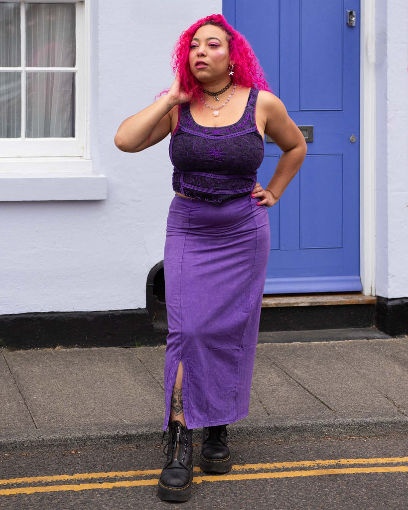 Aari Embroidered Maxi Skirt-Siesta Crafts