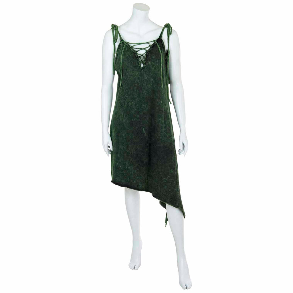 Stonewash Lace Up Diagonal Dress-Siesta Crafts