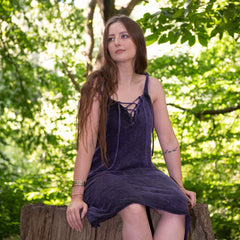 Stonewash Lace Up Diagonal Dress-Siesta Crafts