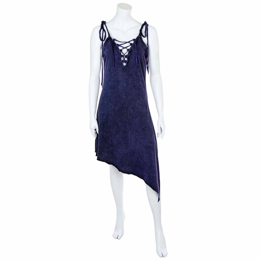 Stonewash Lace Up Diagonal Dress-Siesta Crafts