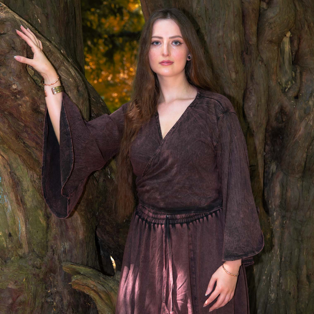 Stonewash Wrap Top-Siesta Crafts