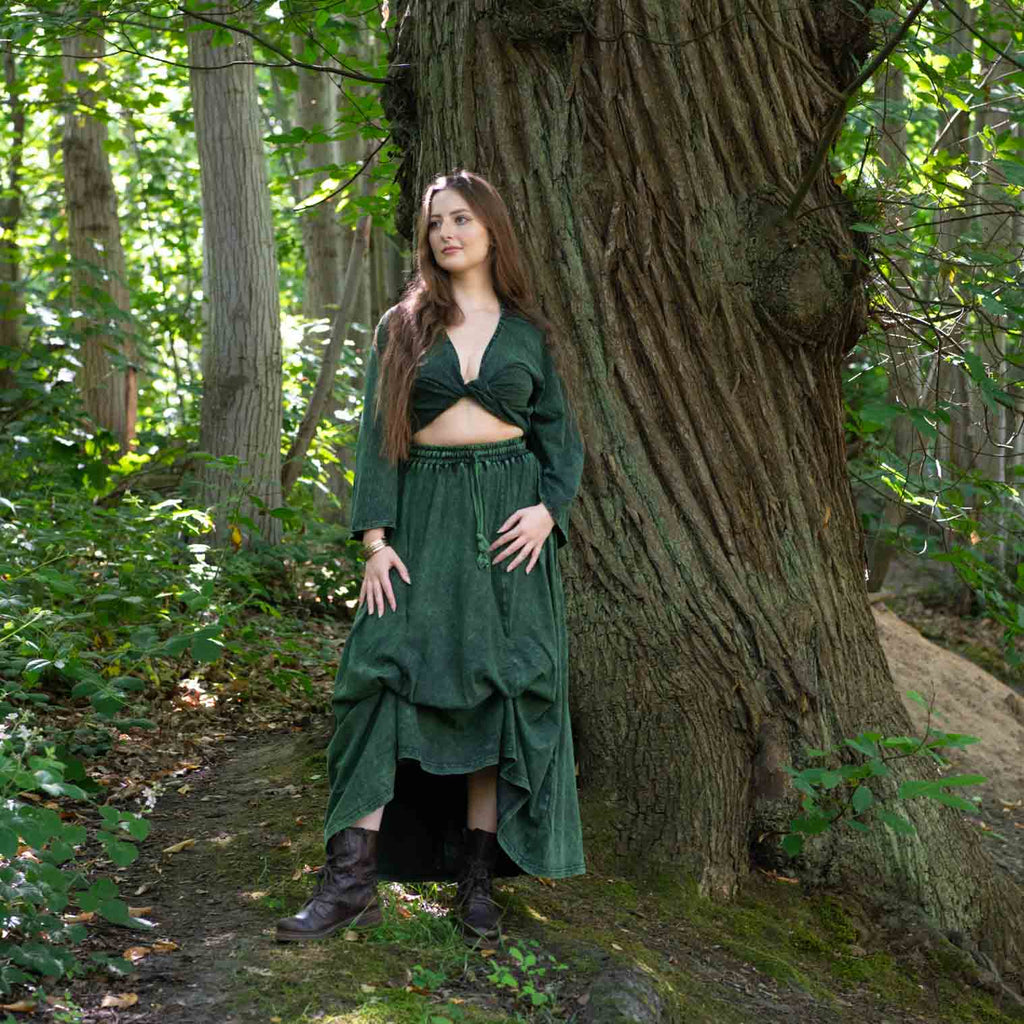 Stonewash Ruffle Maxi Skirt-Siesta Crafts