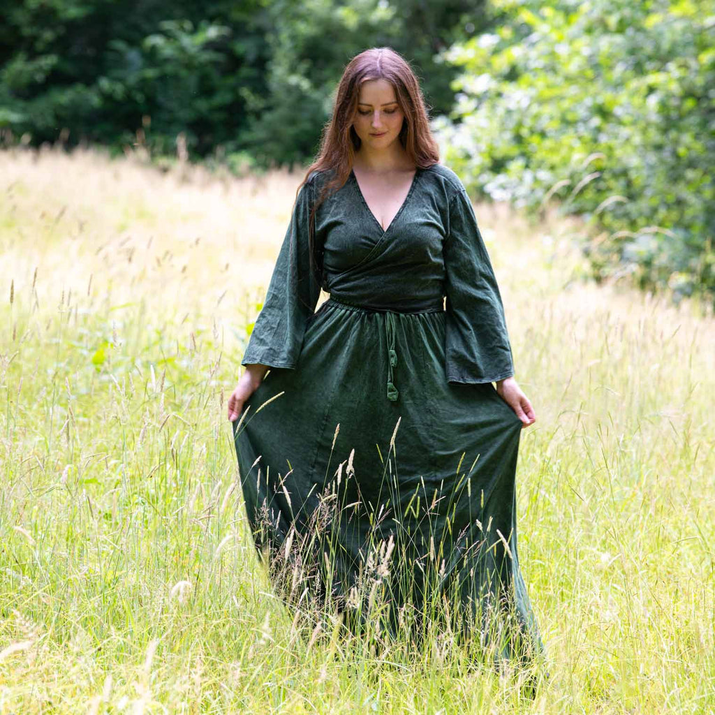 Stonewash Ruffle Maxi Skirt-Siesta Crafts