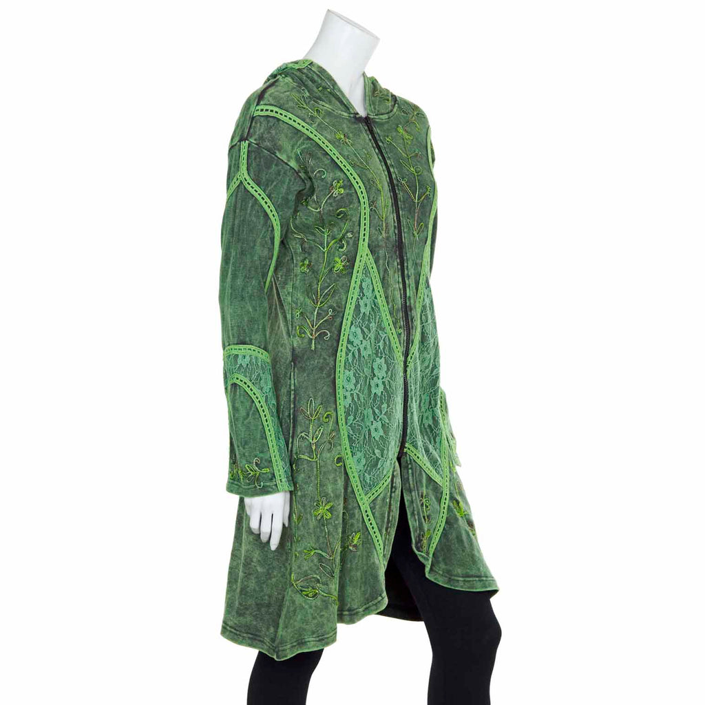 Aari Lace Embroidered Coat with Pixie Hood-Siesta Crafts