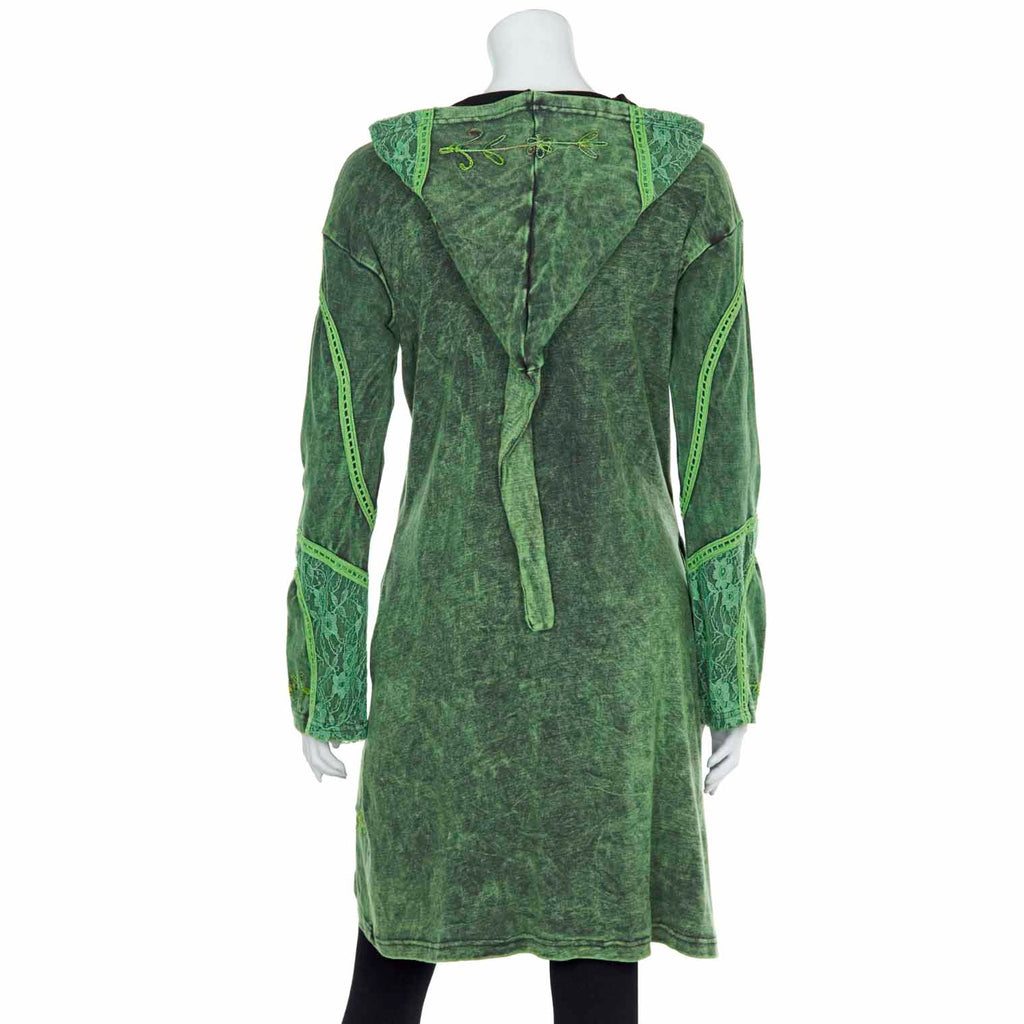 Aari Lace Embroidered Coat with Pixie Hood-Siesta Crafts