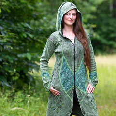 Aari Lace Embroidered Coat with Pixie Hood-Siesta Crafts