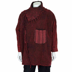 Stonewash Fringed Cowboy Coat-Siesta Crafts