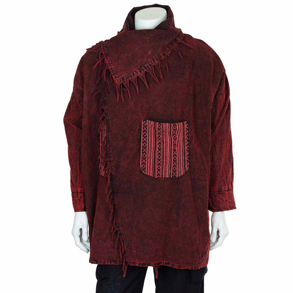 Stonewash Fringed Cowboy Coat-Siesta Crafts