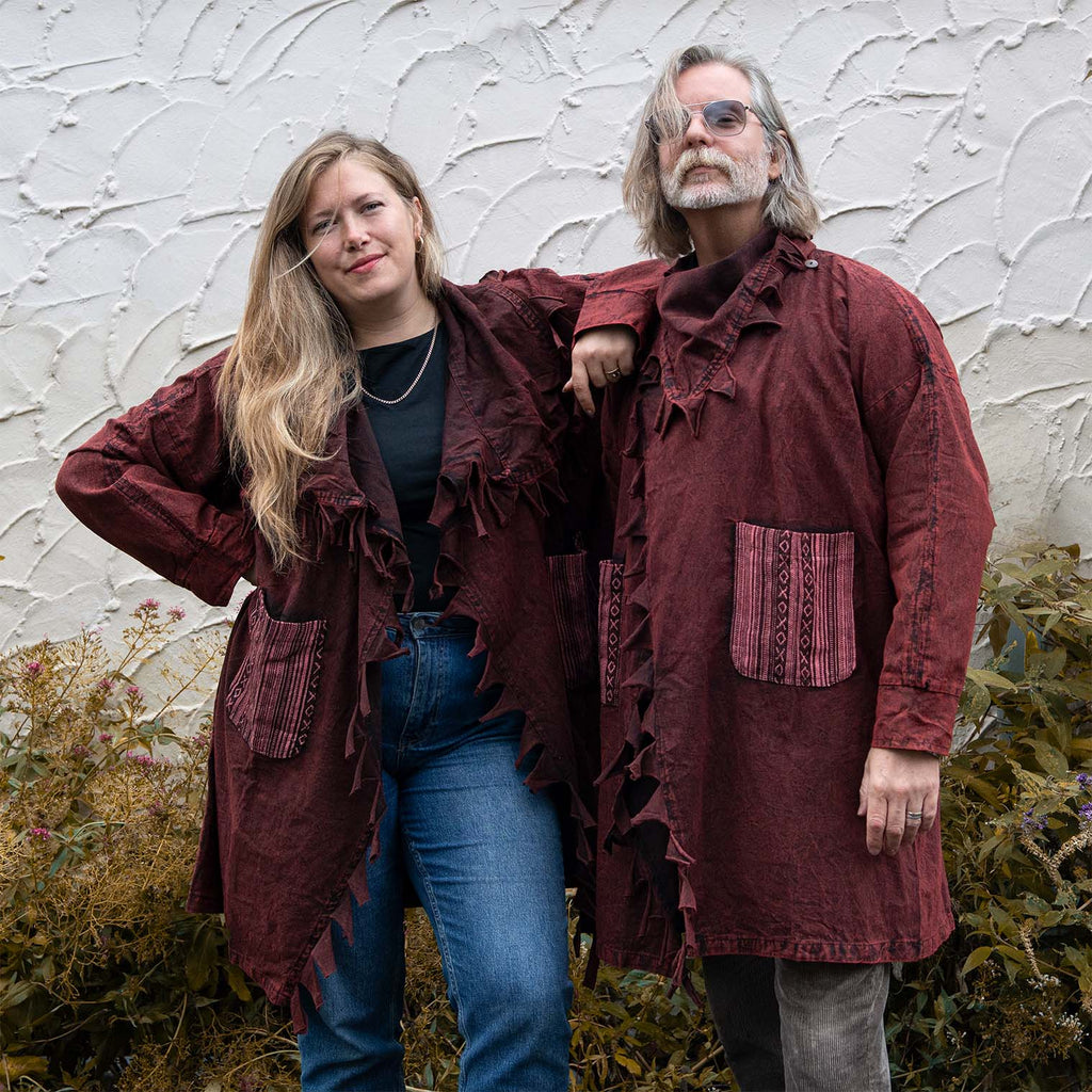 Stonewash Fringed Cowboy Coat-Siesta Crafts