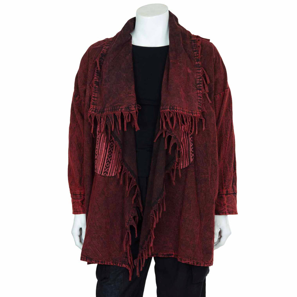 Stonewash Fringed Cowboy Coat-Siesta Crafts