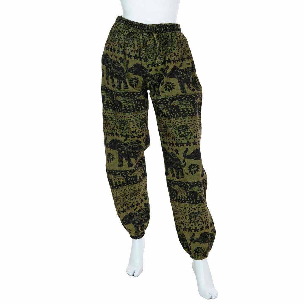 Autumnal Elephant Print Trousers-Siesta Crafts