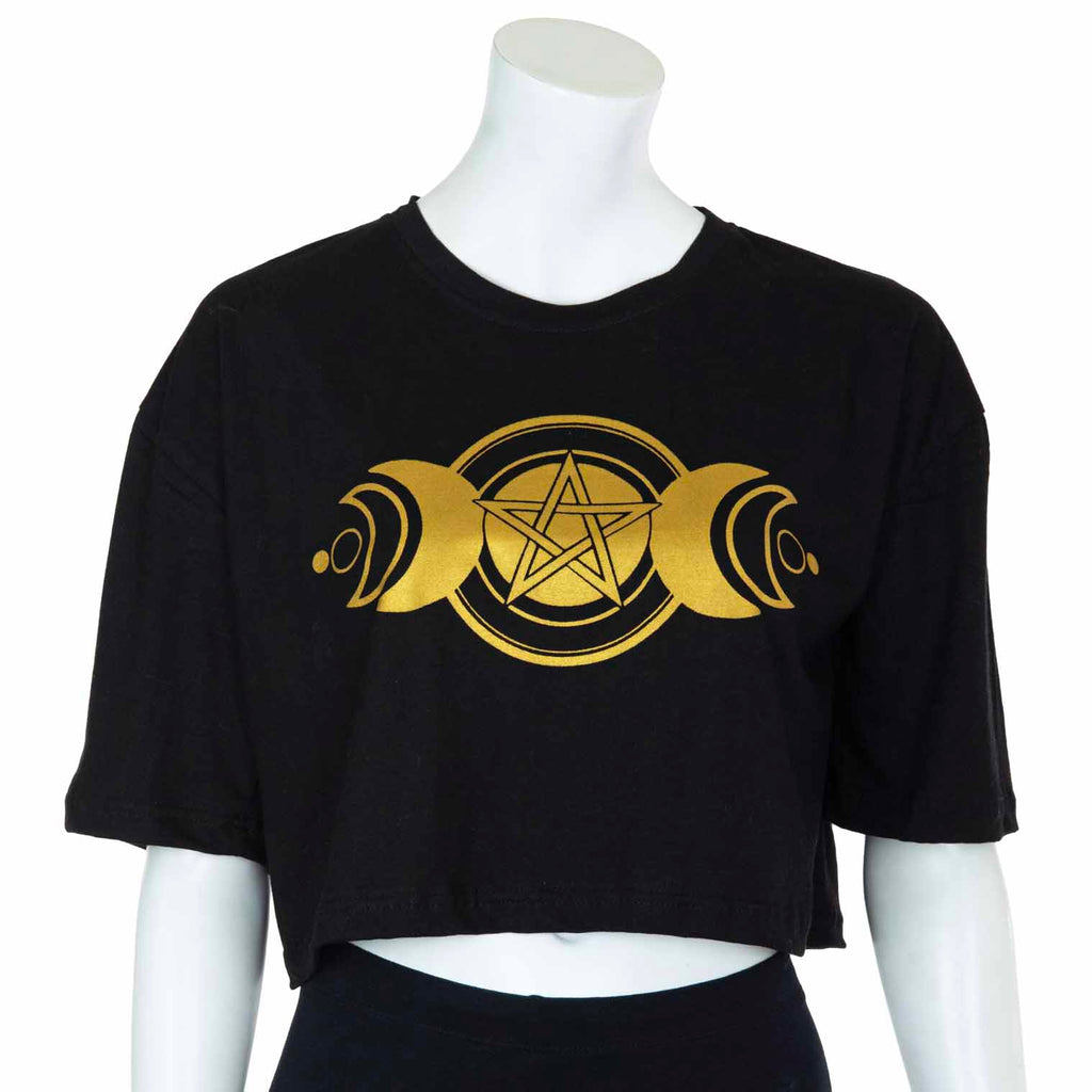 Triple Goddess Pentacle Crop T-Shirt-Siesta Crafts