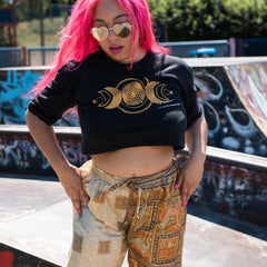 Triple Goddess Pentacle Crop T-Shirt-Siesta Crafts