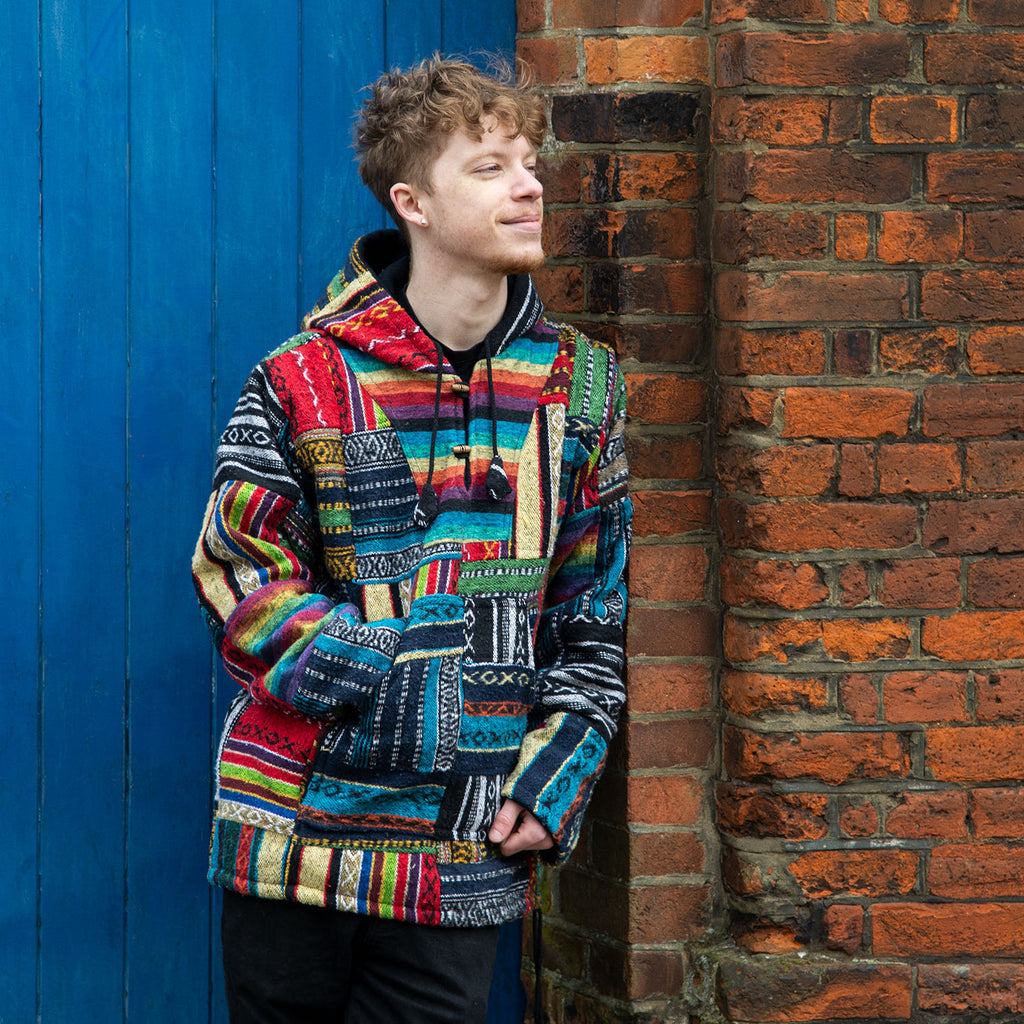 Patchwork Brushed Gheri Fleece Lined Hoodie-Siesta Crafts