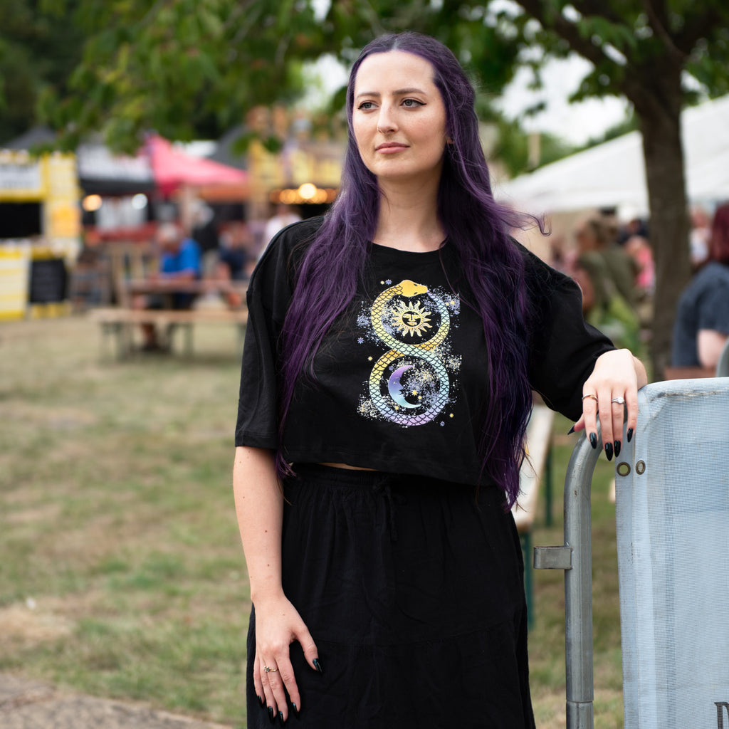 Eternal Celestial Snake Crop T-Shirt-Siesta Crafts