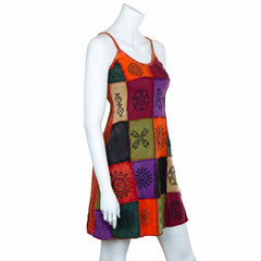Patchwork Mini Dress-Siesta Crafts